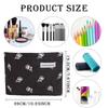 MOTIBACK Women's Cosmetic Bag, Cotton Leopard Print Makeup Bag with Zipper, Black view 2