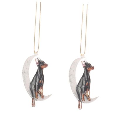Anneome 2-Pack Dog Moon Pendant