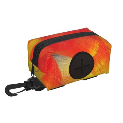 Dog Waste Bag Dispenser with Parrot Feather Print, Zipper and Carabiner