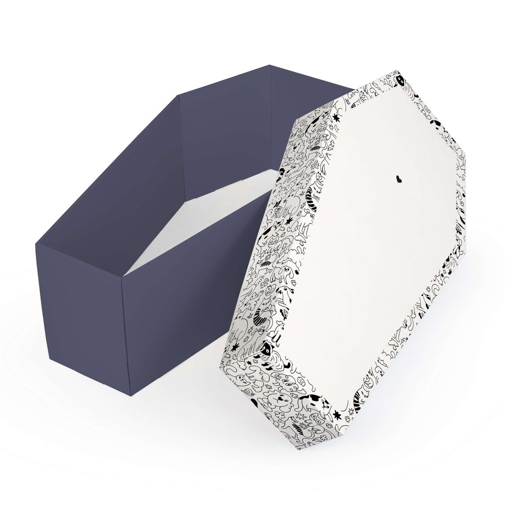 FOLDZILLA Cardboard Pet Casket for Dogs, Cats & Small Animals, 61 x 31 x 21 cm, Gray-Cream