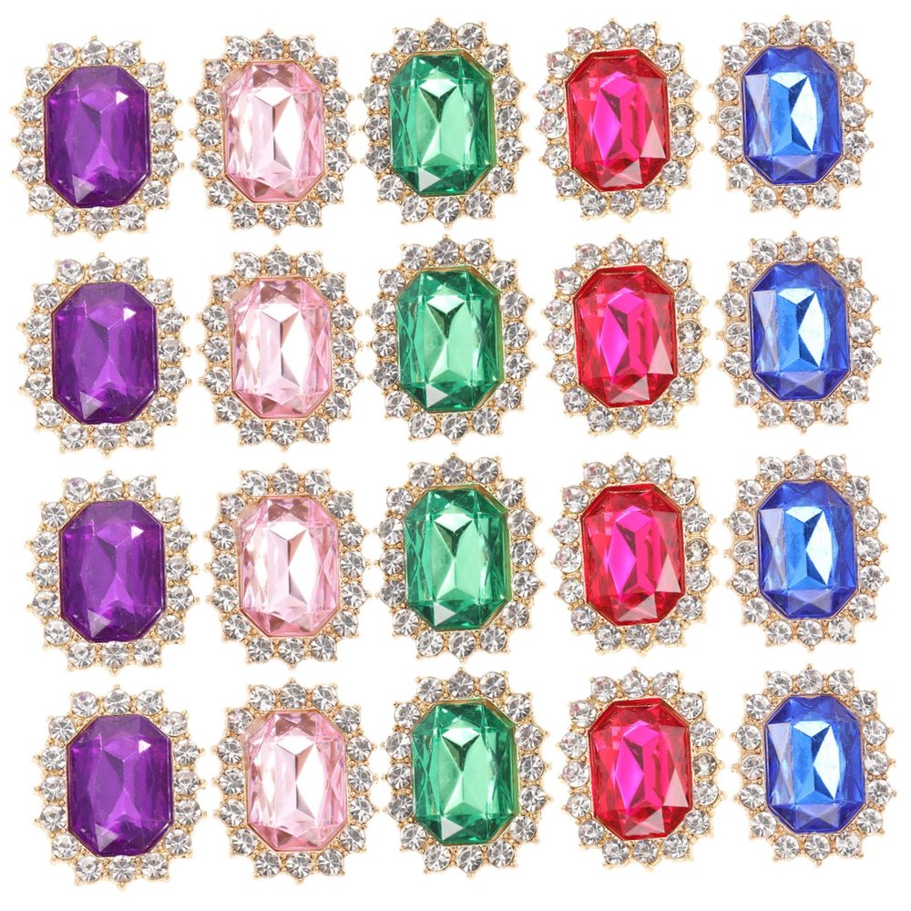 NOLITOY Rhinestone Shoelace Charms, 20-Piece Alloy and Acrylic Set