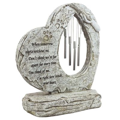 VICASKY Resin Pet Memorial Stone with Wind Chime, Halloween Design