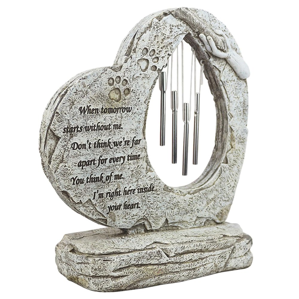 VICASKY Resin Pet Memorial Stone with Wind Chime, Halloween Design