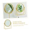 Round Cosmetic Mirror with Sturdy Metal Base, Gold, for Desk view 2