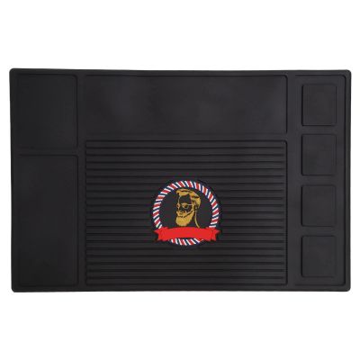 Greensen Barber Organizer Mat, Protective Station Mat for Hair Salon, Black Silicone, 45 x 30 x 1 cm