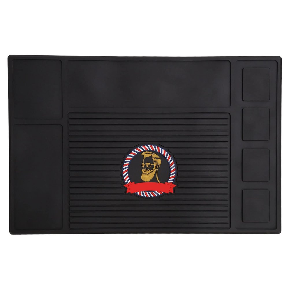 Greensen Barber Organizer Mat, Protective Station Mat for Hair Salon, Black Silicone, 45 x 30 x 1 cm