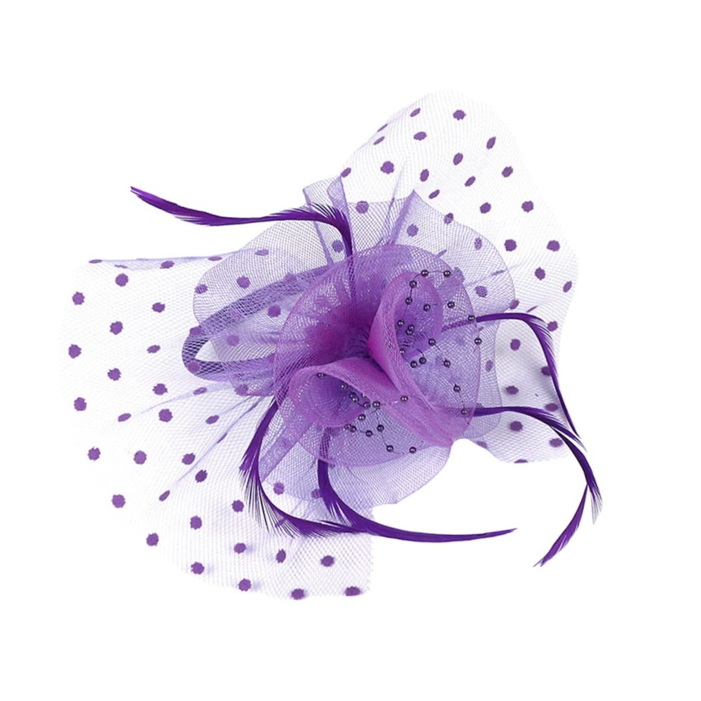 Purple Vintage Elegant Fascinator Hat Headband with Netting