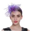 Purple Vintage Elegant Fascinator Hat Headband with Netting view 2