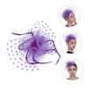 Purple Vintage Elegant Fascinator Hat Headband with Netting view 3