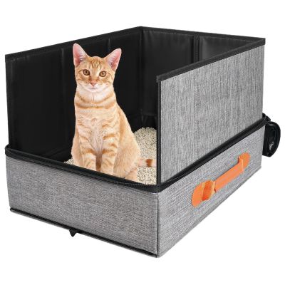 Travel Cat Litter Box Tray with Rigid Base and Zipper