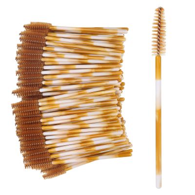 ACOGEDO 200-Piece Disposable Mascara Wand Set, Brown, Flexible Fiber Heads
