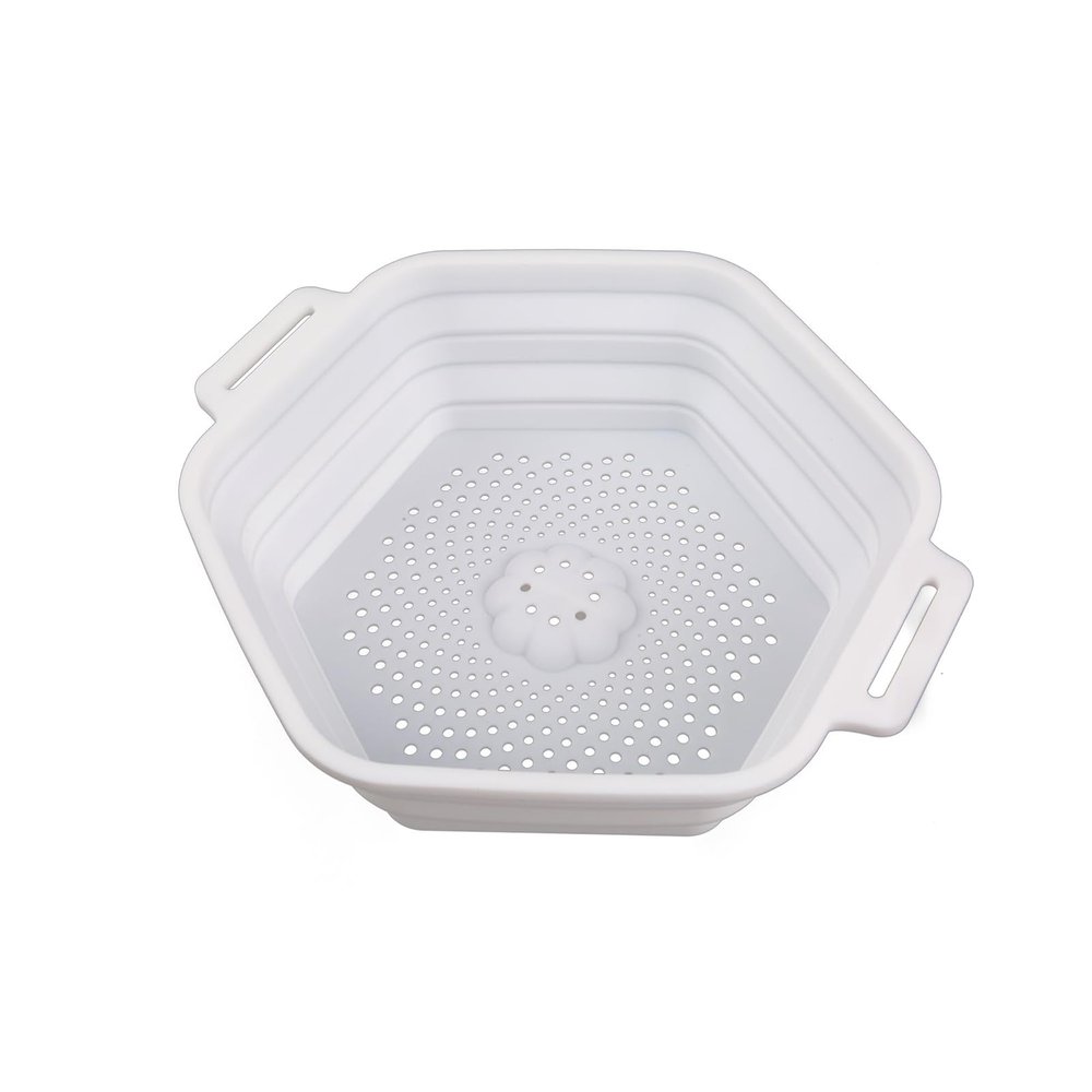 QUXVUIS Portable Foldable Silicone Ice Bath Bucket with Adjustable Strap, White