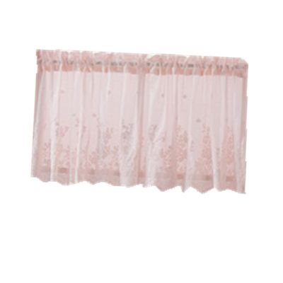 HYTROVE Short Semi-Sheer Pink Lace Curtain