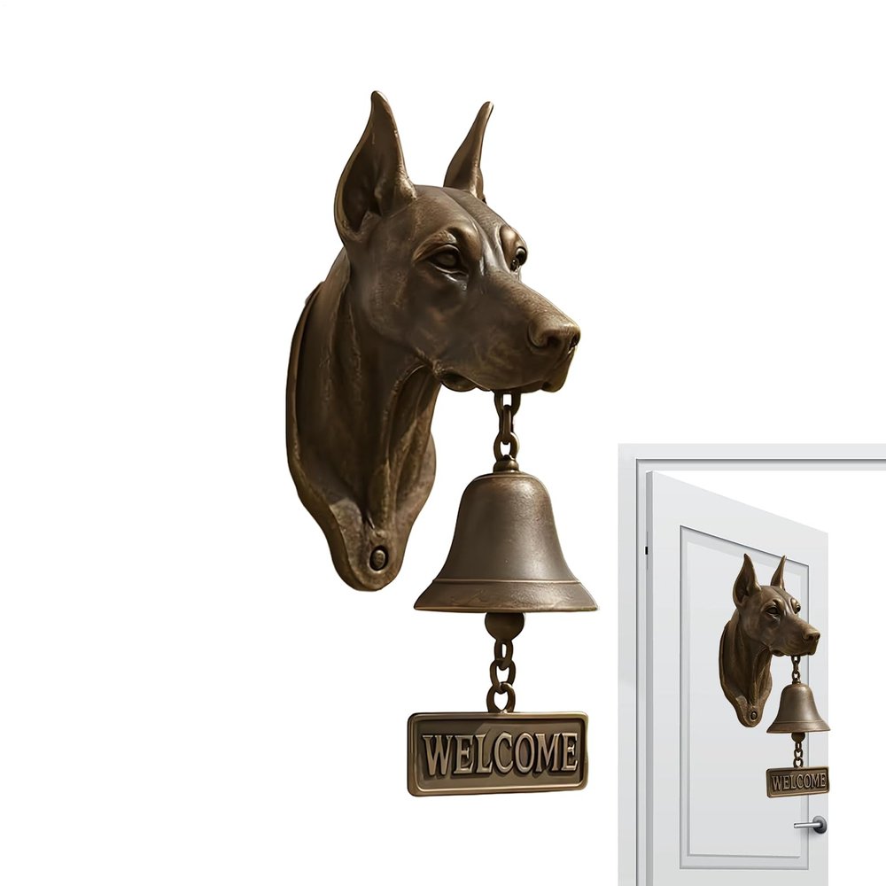 Vintage Outdoor Dinner Bell with Dog-Head Design
