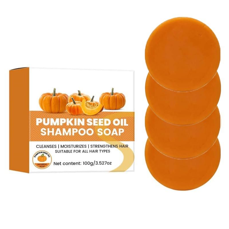Pumpkin Seed Oil Shampoo Bars for Hair Growth, Dry & Damaged Hair, Vegan Conditioning (4 pcs)