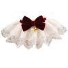 TIKATARER Dog Lace Bib Collar with Bow, Bell and Pearls, Soft Bandana Scarf for Dogs and Cats (S) view 1