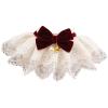 TIKATARER Dog Lace Bib Collar with Bow, Bell and Pearls, Soft Bandana Scarf for Dogs and Cats (S) view 2