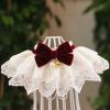 TIKATARER Dog Lace Bib Collar with Bow, Bell and Pearls, Soft Bandana Scarf for Dogs and Cats (S) view 4