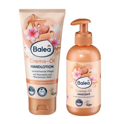2-Piece Set: Creme Oil Liquid Soap with Almond Oil & Marula Nut Scent, 300 ml + Creme Oil Hand Lotion, 100 ml + Bonus Silicone Sponge