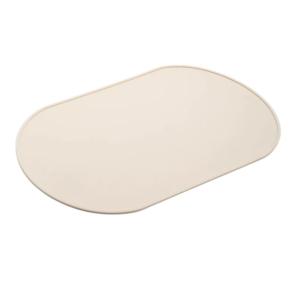 Vyloky Silicone Feeding Mat with Splash Guard - Rollable, 39.7x26.4 cm, 6 Pastel Colors for Cats and Dogs (Cream White)