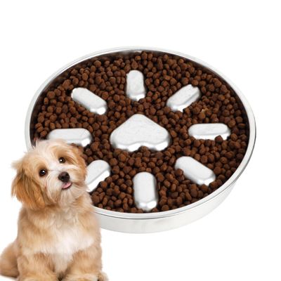 Stainless Steel Slow-Feeder Dog Bowl