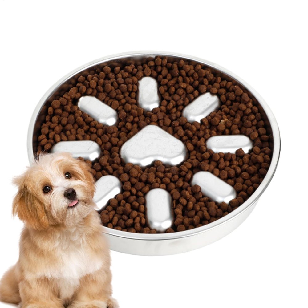 Stainless Steel Slow-Feeder Dog Bowl