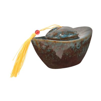 HEMOTON Ceramic Pet Urn for Small Pets, Ashes Memorial Box with Tassel, Easy to Clean, Keepsake for Cats and Dogs
