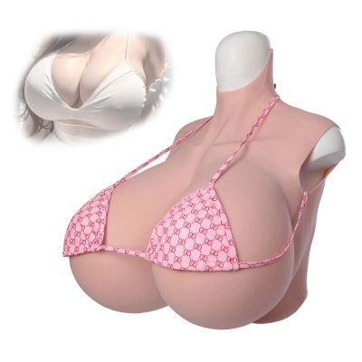 Large Silicone Breast Forms, Z Cup, High-Collar Breast Plate for Transgender and Crossdressers