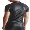 Regnes Fetish Planet Men's Matte Black Wetlook Shirt RMLuca001 view 3