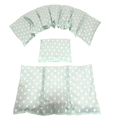 3-Piece Cherry Pit Heat Pillow Set, Mint with Dots