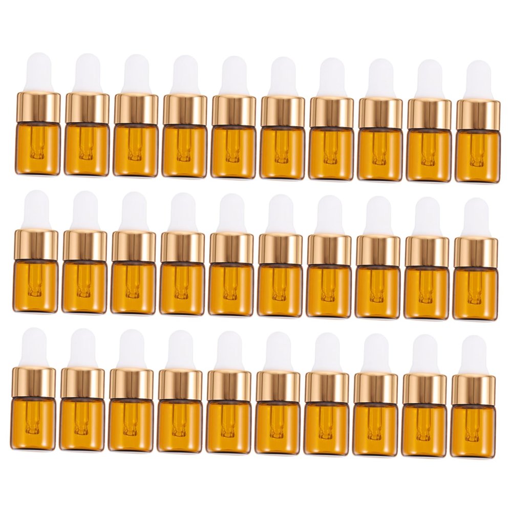 FOMIYES 30-Pack 2 mL Amber Glass Dropper Bottles with Precision Pipettes for Essential Oils