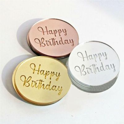 5/10/20-Piece Birthday Party Acrylic Cupcake Toppers, Rose Gold (10 Gold Pieces)