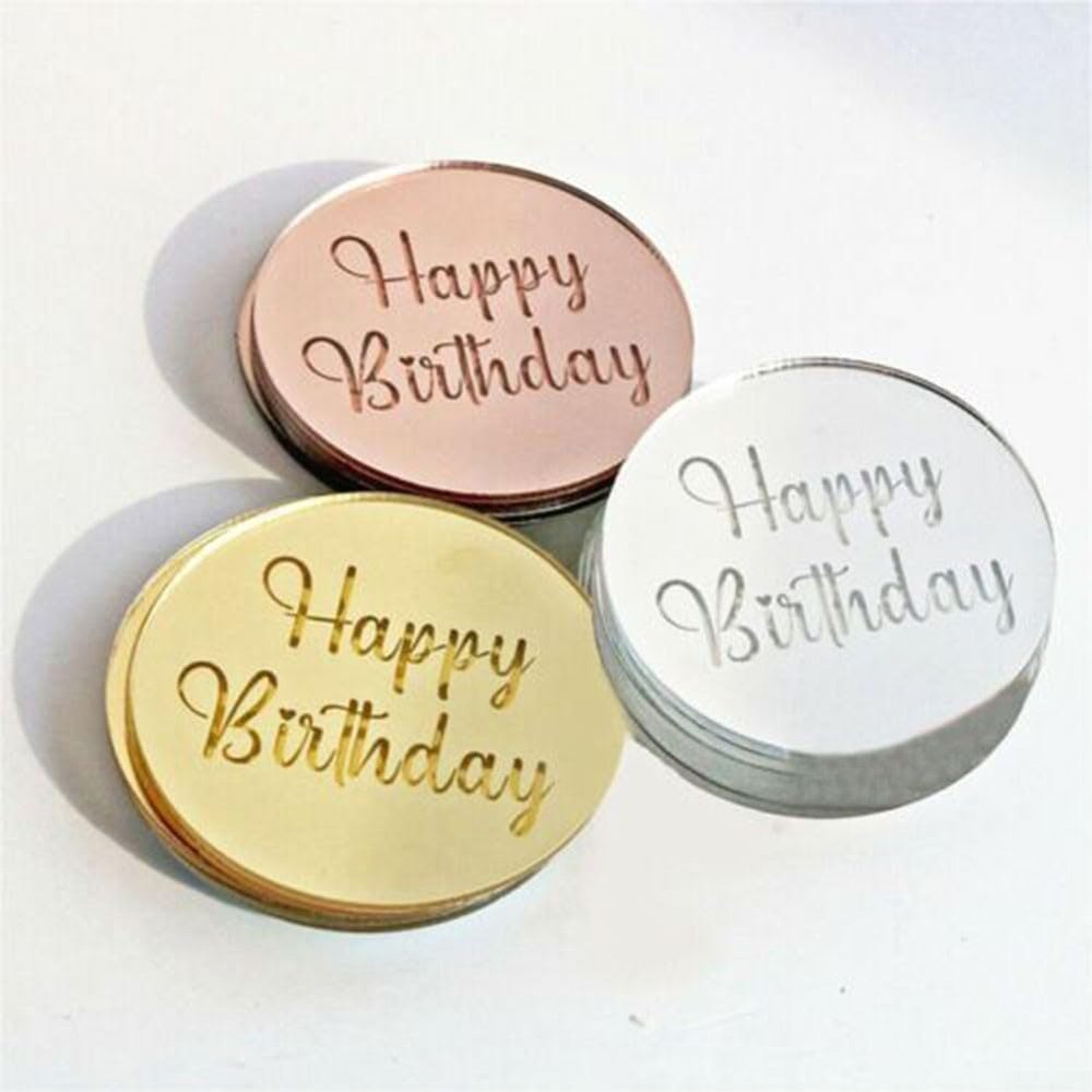 5/10/20-Piece Birthday Party Acrylic Cupcake Toppers, Rose Gold (10 Gold Pieces)