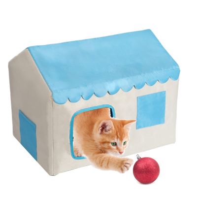 Outdoor Cat House, Insulated Cooling Shelter, Weatherproof Enclosed Pet Cave for All-Season Indoor and Outdoor Use