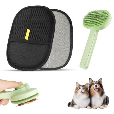 Fur Magnet Glove & Self-Cleaning Brush Set for Cats