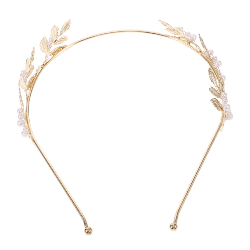 AKOOSY Women's Pearl Headband with Gold-Colored Leaves