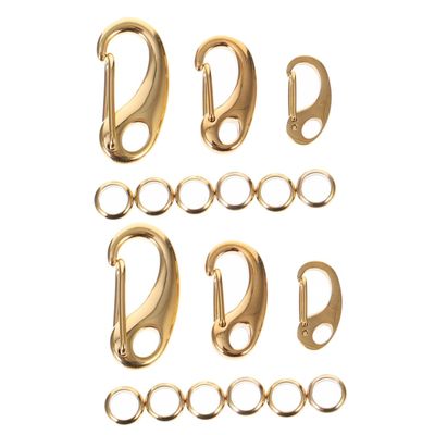 Veemoon Set of 6 Dog Collar Clips with Rings for ID Tags and Keychains, Gold