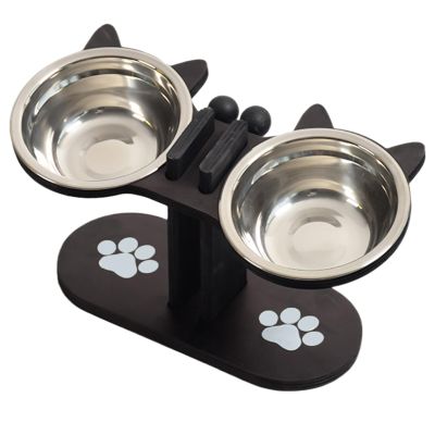 Cat Food and Water Bowls with Stand, Slow Feeder Bowl for Puppies and Cats