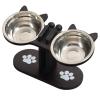 Cat Food and Water Bowls with Stand, Slow Feeder Bowl for Puppies and Cats view 1
