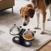 Cat Food and Water Bowls with Stand, Slow Feeder Bowl for Puppies and Cats view 3