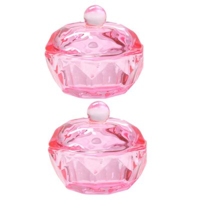 TOGEVAL 2-Piece Glass Dappen Dish Set with Lids, Pink Crystal