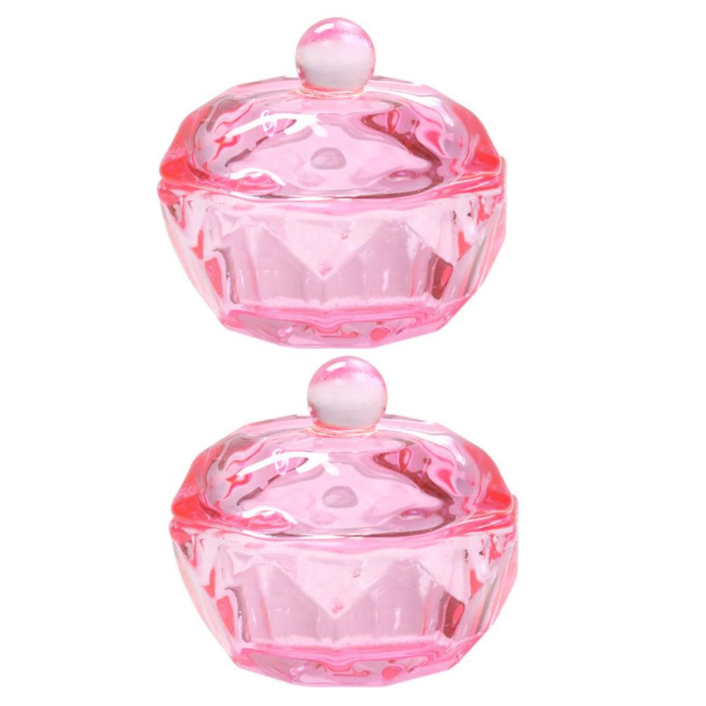 TOGEVAL 2-Piece Glass Dappen Dish Set with Lids, Pink Crystal