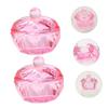 TOGEVAL 2-Piece Glass Dappen Dish Set with Lids, Pink Crystal view 3