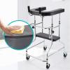 Stand-Up Folding Rollator, 100 kg Capacity, Padded Armrests, 10-Level Height Adjustment (Size A) view 4