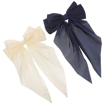 Healvian 2-Pack Large Silk Ribbon Bow Hair Clips for Women