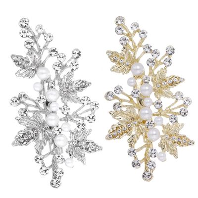 Decorative Pearl Leaf Hair Clips, 2-Piece Set