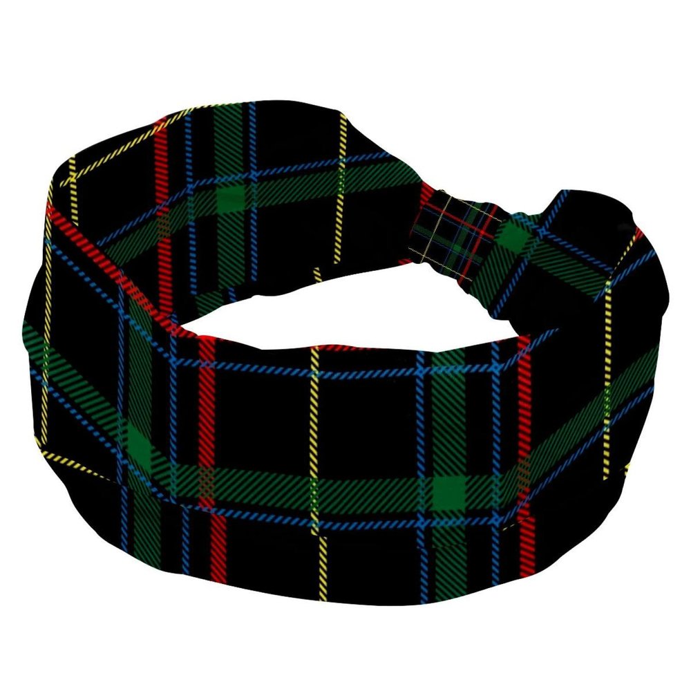 Women's Headbands, Green, Black, Red, Blue, Yellow, Plaid, Elastic Crisscross Hair Band