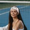 Stretch Headbands for Women, White, Wide Knotted Sports Headband view 2