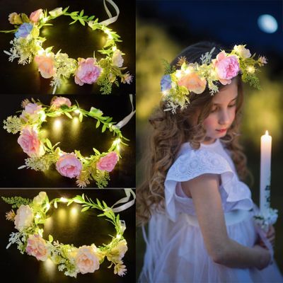 Fall LED Flower Crown Headband Set, 3-Piece