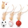 3-Pack Feather Cat Toy with Elastic Ball view 1
